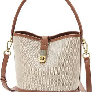 Coated Canvas Bucket Crossbody Bags for Women Top-Handle Handbags Small Satchel